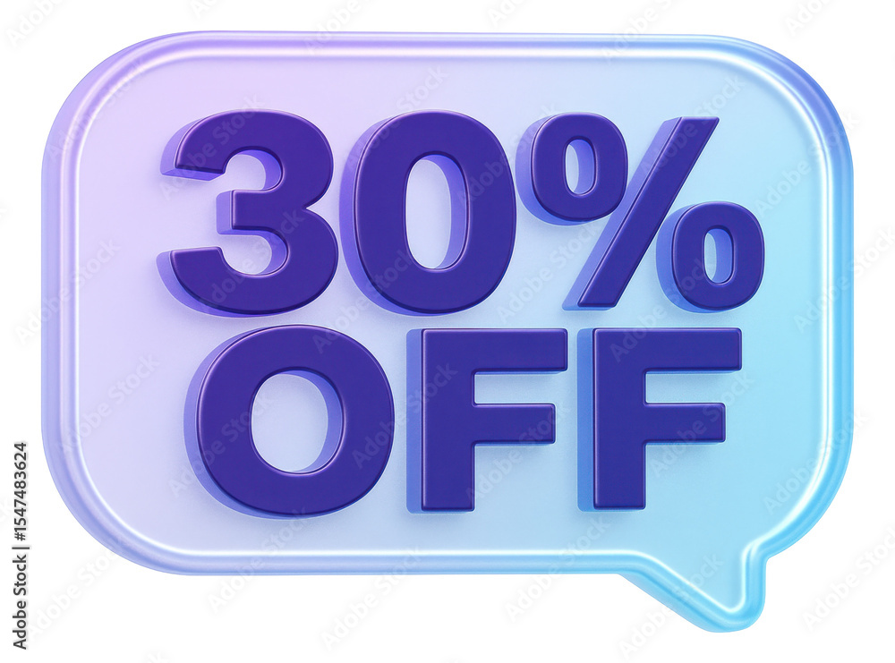 Purple bubble sticker with 30% OFF in modern glossy style, vibrant retail discount promo on transparent background. Purple bubble sticker with 30% OFF in modern glossy style, vibrant retail discount promo on transparent background.