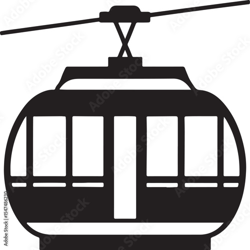 cable car silhouette, black and white silhouette, vector and illustration