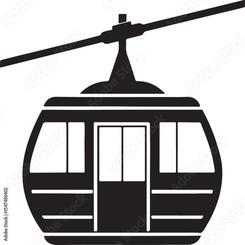 cable car silhouette, black and white silhouette, vector and illustration