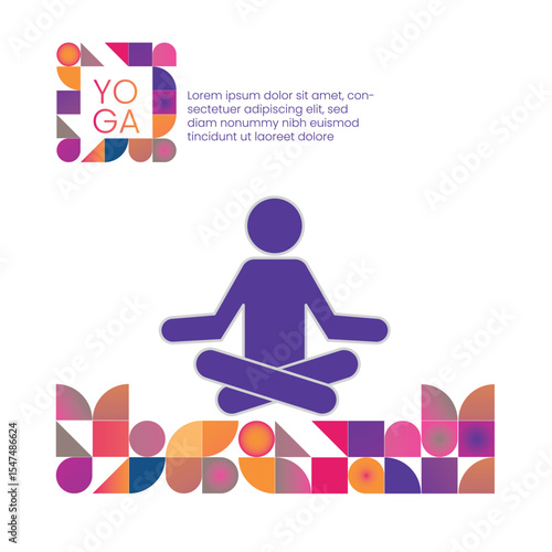 Geometric Colorful Yoga Pose Illustration for Wellness Poster Design