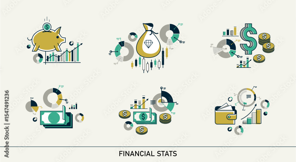 custom made wallpaper toronto digitalAbstract finance stats set, vector bundle of money and statistics analytics, financial charts bars and graphs, business market trade.