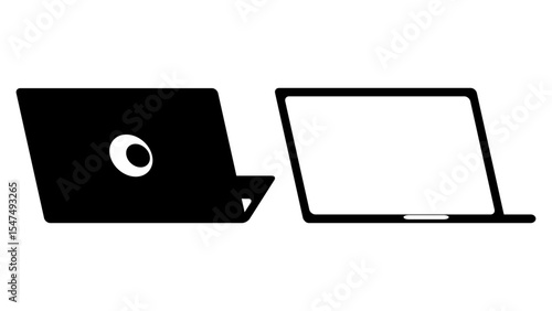 ノートパソコン・ノートPCのシルエット・アイコン　ベクター／透過PNG／JPEG白背景