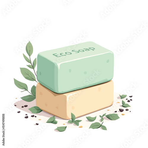 Vsai eco soap bars resting on each other with herbs and spices