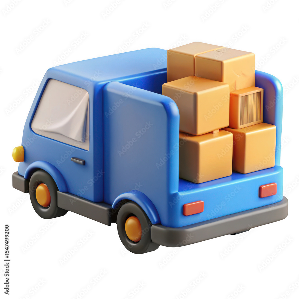 3d cartoon delivery truck with packages isolated on transparent background 3d cartoon delivery truck with packages isolated on transparent background