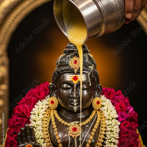 Pouring Milk on Hindu God S...