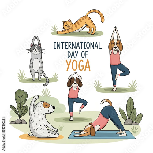 Cute Pets Doing Yoga Intern...