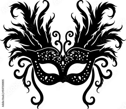Ornate Masquerade Mask Silhouette vector