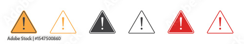 Set of triangle warning signs. Exclamation mark danger, warning attention icon, fatal error message, caution. Vector illustration. EPS10.