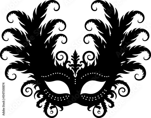 Ornate Masquerade Mask Silhouette vector