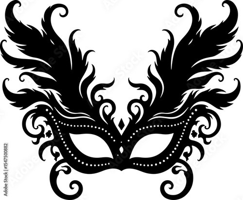 Ornate Masquerade Mask Silhouette vector