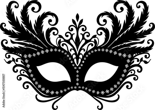 Ornate Masquerade Mask Silhouette vector