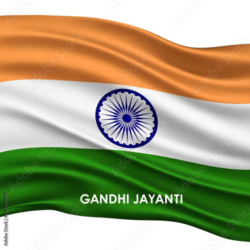 Waving Indian Flag, Gandhi ...