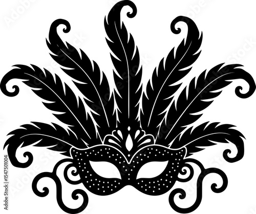 Ornate Masquerade Mask Silhouette vector