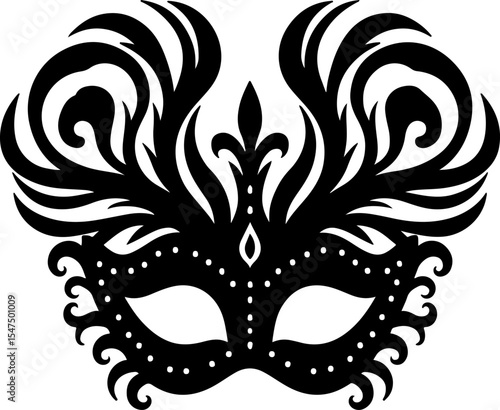 Ornate Masquerade Mask Silhouette vector