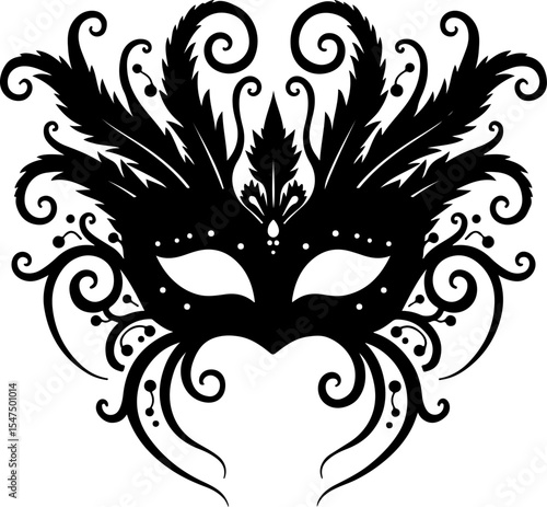 Ornate Masquerade Mask Silhouette vector
