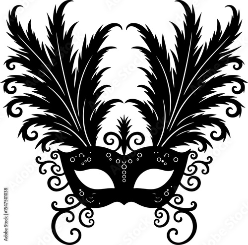 Ornate Masquerade Mask Silhouette vector