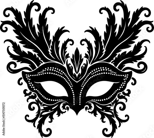 Ornate Masquerade Mask Silhouette vector