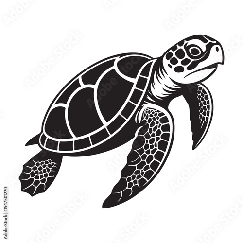 Sea Turtle Silhouette Tribal Design Marine Wildlife Vector Art
