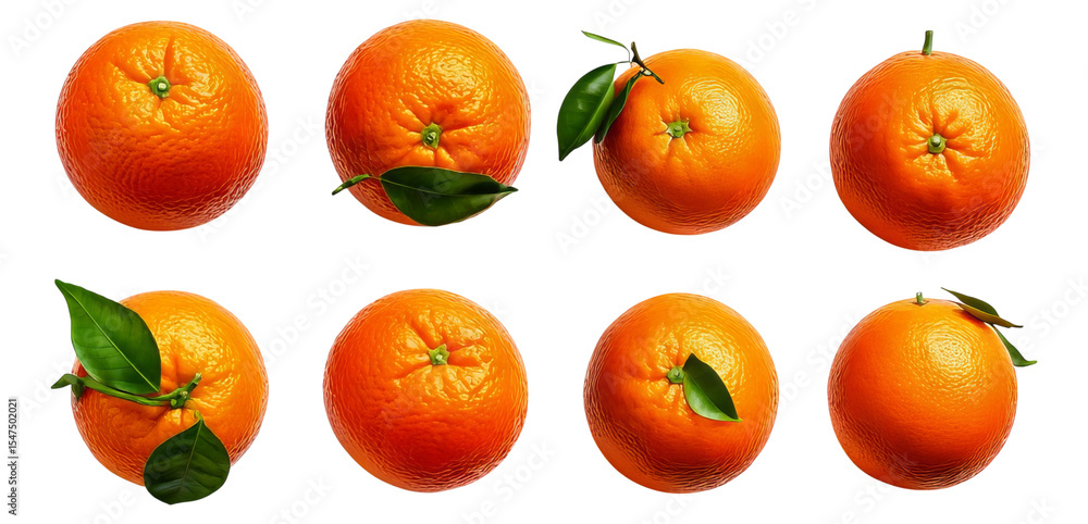 Fresh and Juicy Oranges with Green Leaves on White Background, Isolated on Transparent, white background Fresh and Juicy Oranges with Green Leaves on White Background, Isolated on Transparent, white background