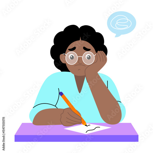 A flat style illustration showing a student thinking