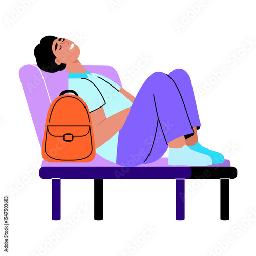 A flat style illustration showing a student relaxing