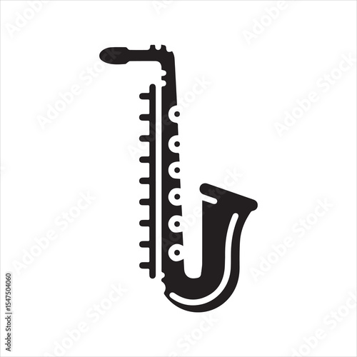 Saxophone icon vector. Simple black silhouette of a musical instrument for jazz or classical music themes. Isolated graphic symbol