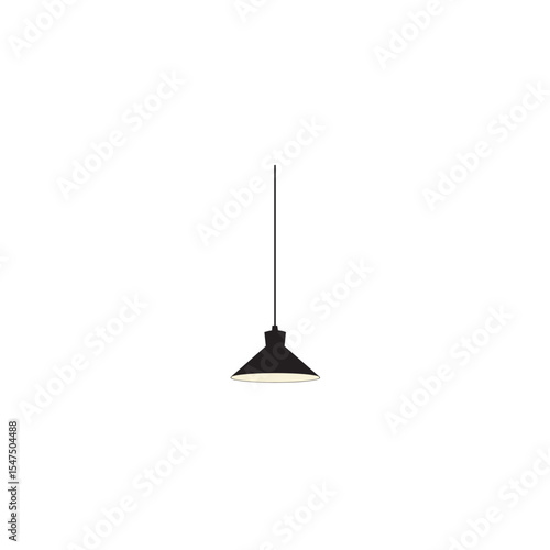 Minimalist black pendant lamp vector graphic illustration on white background