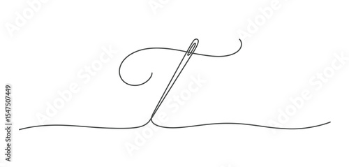 Continuous Line Drawing of Needle and Thread