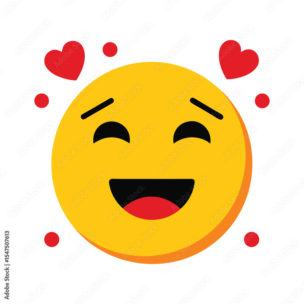 Fototapeta premium Romantic Emoticon Surrounded by Hearts