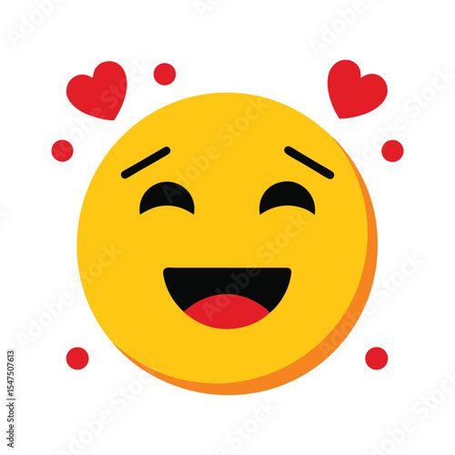 Romantic Emoticon Surrounded by Hearts