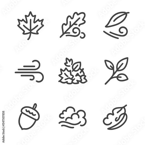 Communication and Autumn Icons. Outline icon set of communication and command posts: field radio, command van, satellite uplink,