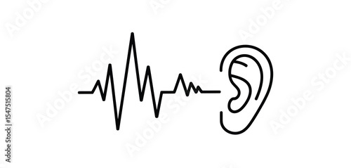 Sound Wave Entering Human Ear Simple Line Icon