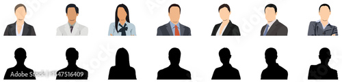 Set of business people avatars. Collection of portraits of men and women, office workers and colleagues. Vector illustration