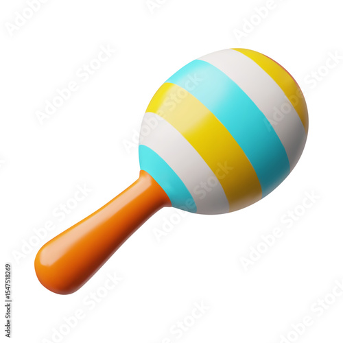 Mexican maracas 3D plastic style vector icon, render musical instrument, bright musical rattle, Hispanic rumba shaker