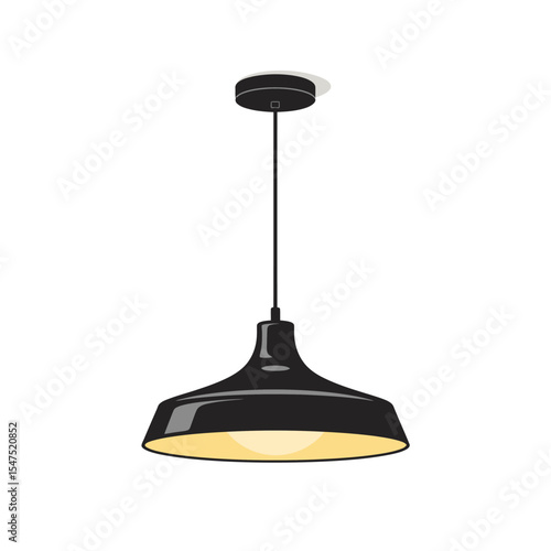 Modern Black Pendant Lamp Light Fixture Illustration