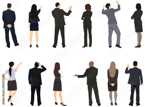 group of business people talking back view