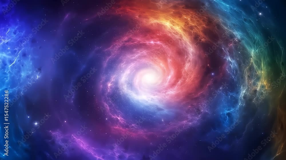 Spinning Galaxy Swirls with Colorful Cosmic Light Spinning Galaxy Swirls with Colorful Cosmic Light