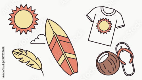 Summer Beach Vacation and Surf Flat Lay Collection