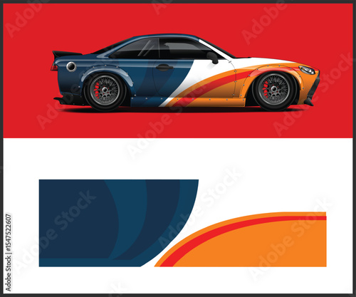 Red and black camouflage design on a pickup truck and sports car