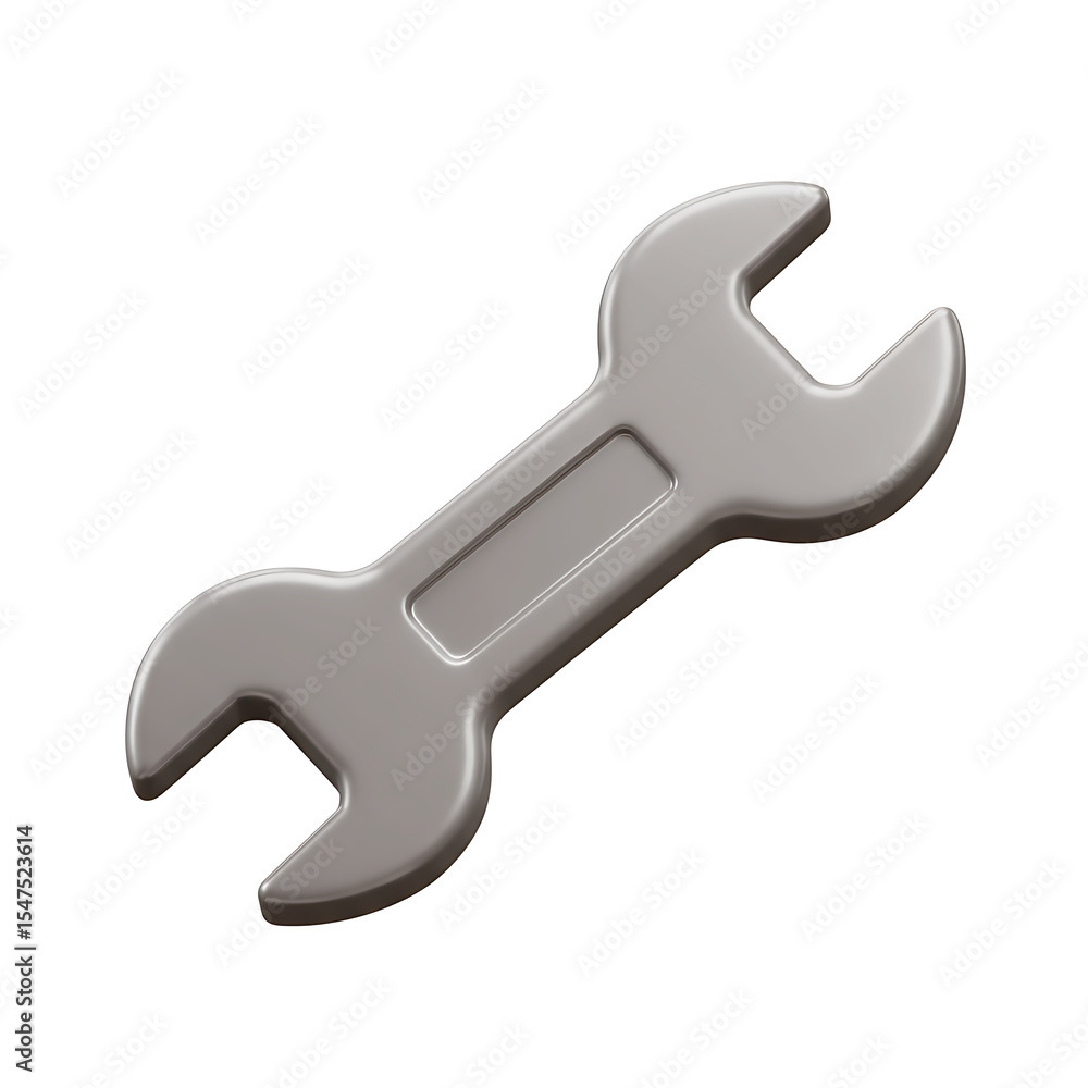 3D Metallic Wrench Icon Impressed into a Smooth Surface 3D Metallic Wrench Icon Impressed into a Smooth Surface