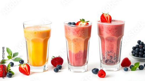 Wallpaper Mural Three smoothies with berries and chia seeds representing variety and healthy lifestyle Torontodigital.ca