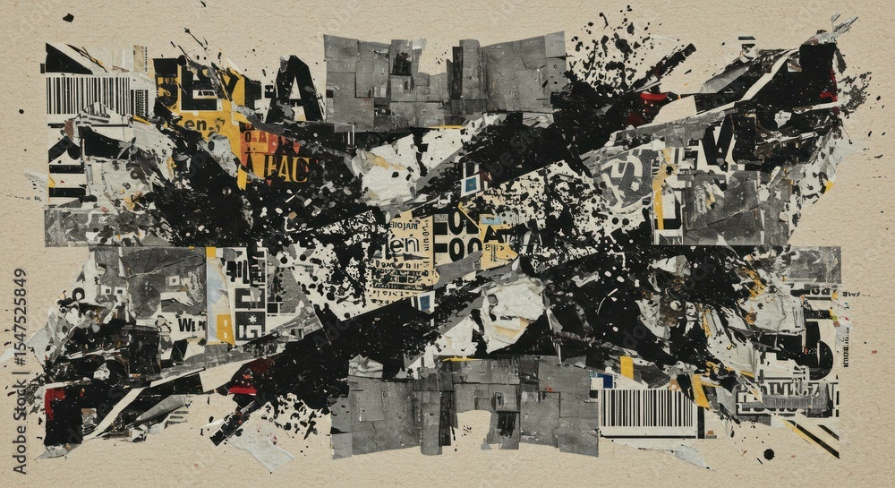 Obraz premium Abstract black and white collage texture background