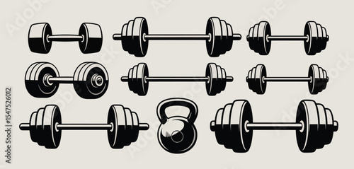Collection of Weightlifting Equipment Illustrations