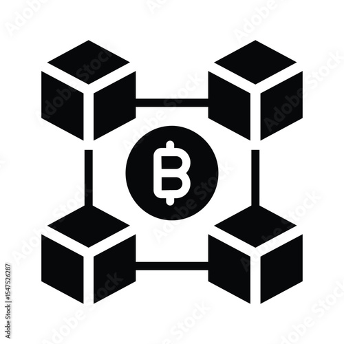 A modern glyph icon of blockchain connection nodes