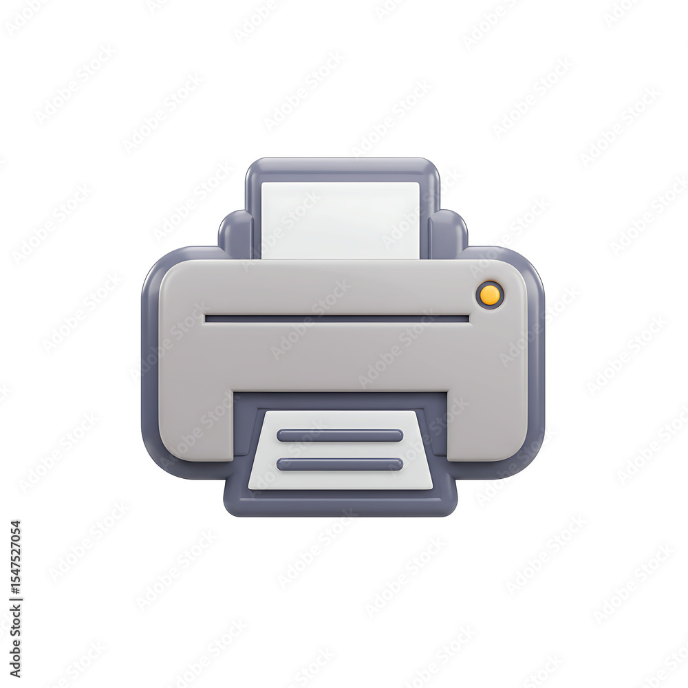 Embossed 3D printer icon in gray, blue and yellow color scheme Embossed 3D printer icon in gray, blue and yellow color scheme