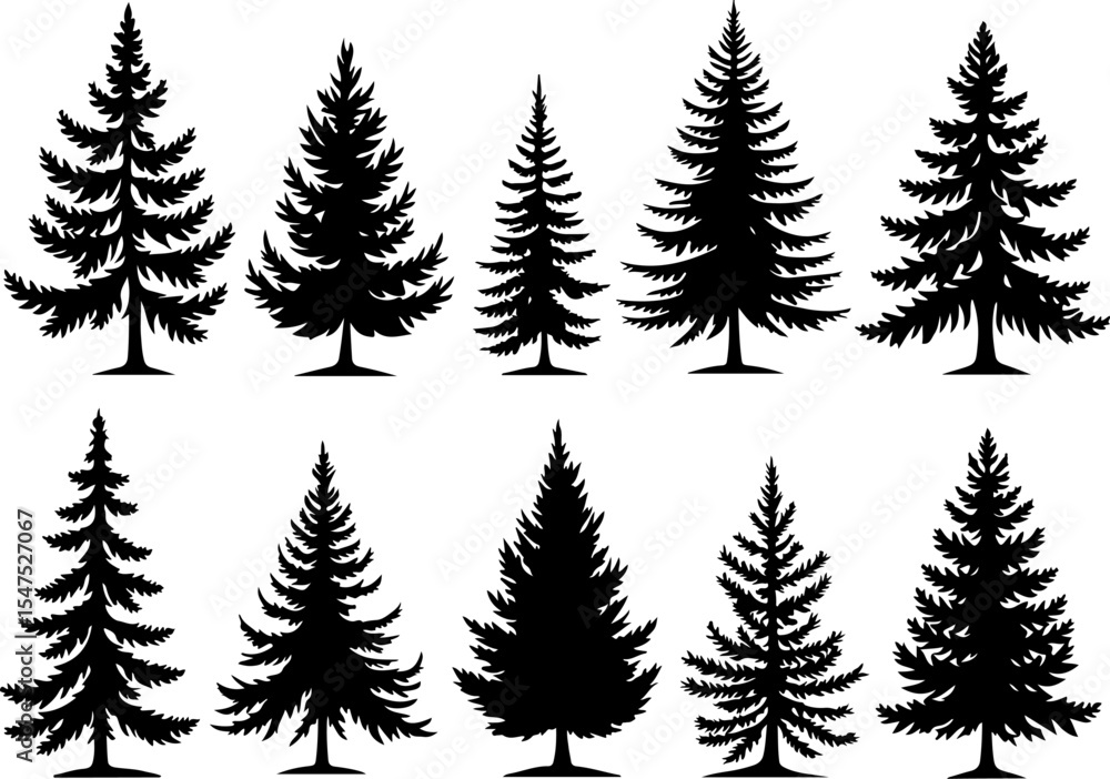 Obraz premium mountain pine tree forest vector bundle