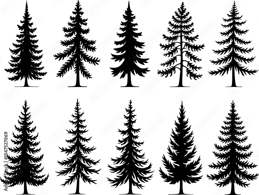 Obraz premium mountain pine tree forest vector bundle
