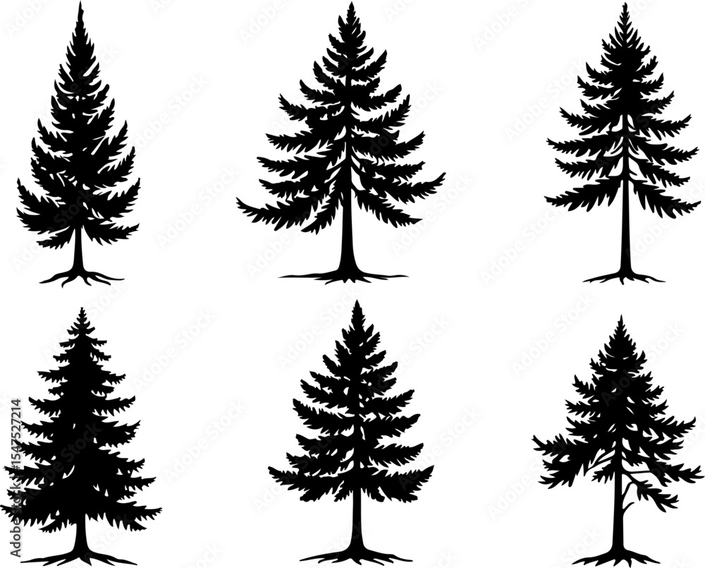 Obraz premium mountain pine tree forest vector bundle