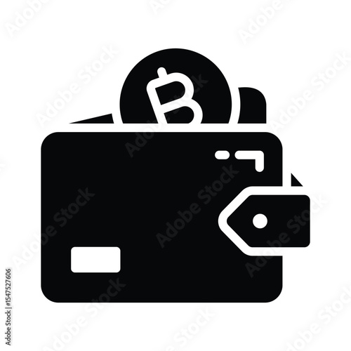 Trendy glyph icon of secure bitcoin wallet