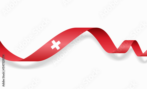 Swiss flag wavy abstract background layout. Vector illustration.